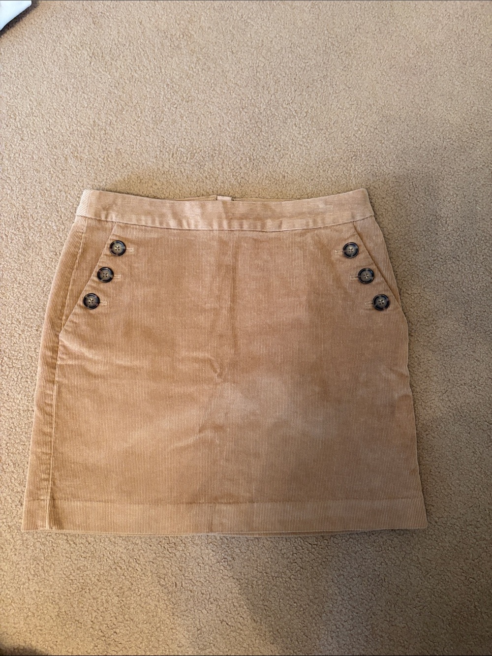 Tan Collred Corduroy Button-Accent Mini Skirt